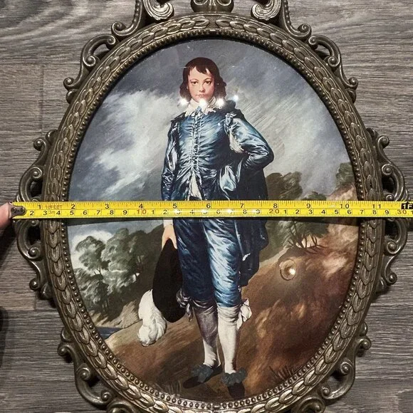 Vintage Pinkie Blue Boy Prints Ornate Oval Framed Made In Italy Glass *READ - Picture 7 of 16